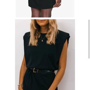 ANINE BING Tanner Sleeveless Shoulder Pad Organic Cotton Dress - Small